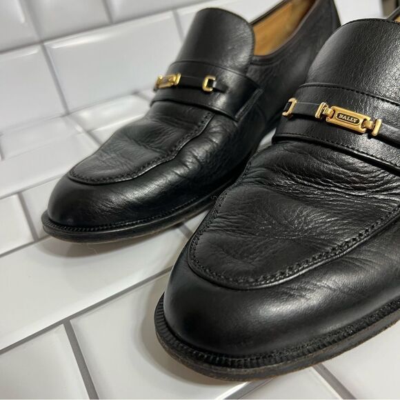 Bally Loafers Men’s Dress Shoes Black Leather Slip On’s Size 8 - Picture 2 of 15
